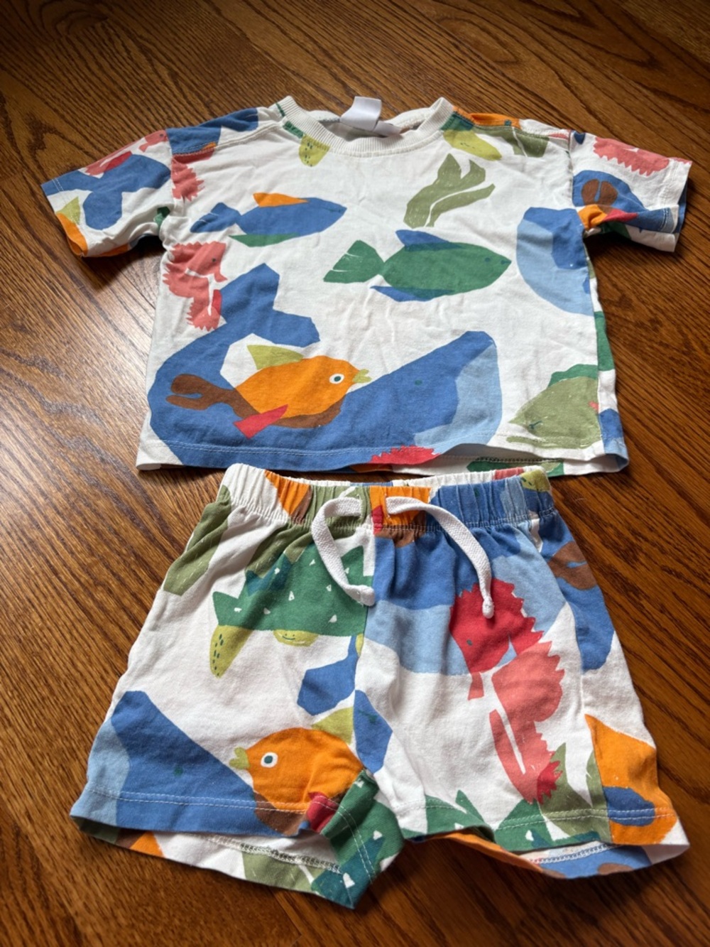 Zara Kids Two-Piece Fish Print Cotton Set - Multicolor